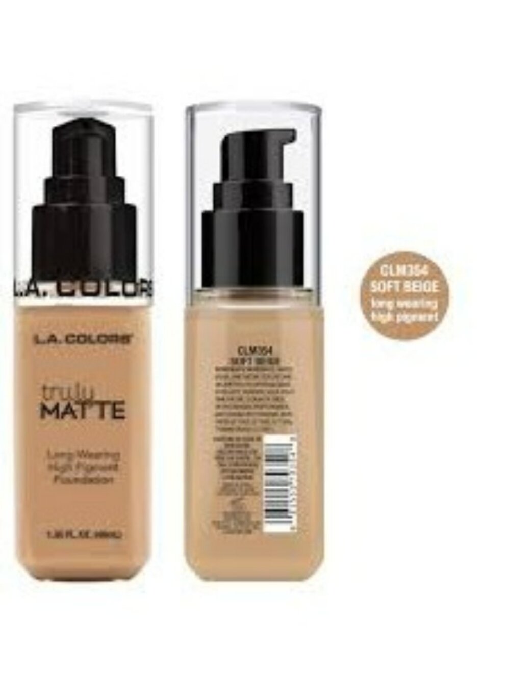 L.A. Colors Truly Matte Long-Wearing High-Pigment Foundation CLM354 Soft Beige N